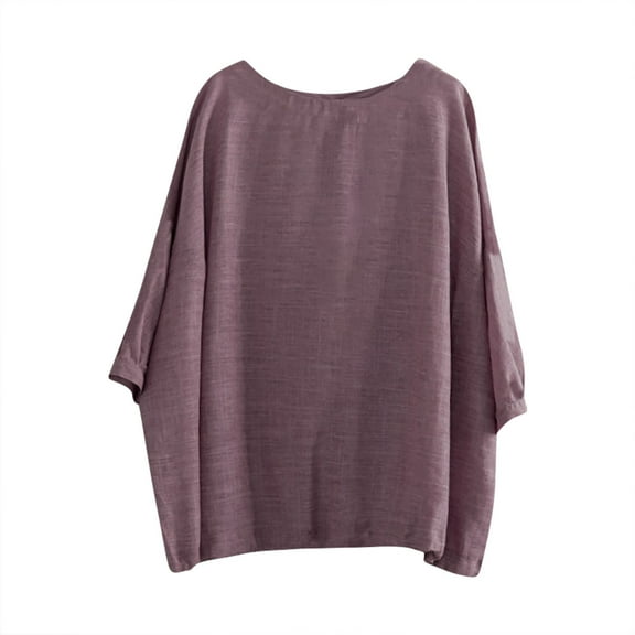 Chbgutlmr Womens Plus Size Tops 3/4 Length Sleeve Crewneck Casual Blouses Loose Lightweight Oversized Shirts