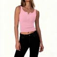 thumbnail image 1 of Chbgutlmr Womens Ribbed Tank Tops Square Neck Half Button Slim Fitted Sleeveless Crop Tops Casual Summer Basic Tee Tops, 1 of 9