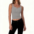 thumbnail image 1 of Chbgutlmr Womens Ribbed Tank Tops Square Neck Half Button Slim Fitted Sleeveless Crop Tops Casual Summer Basic Tee Tops, 1 of 6