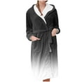 thumbnail image 1 of Chbgutlmr Womens Robe Fleece Warm Bathrobes Gradient Color Nightgown Ladies Hooded Housecoat with Pockets, 1 of 3