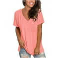 thumbnail image 1 of Chbgutlmr Womens Short Sleeve Tops Casual V Neck T Shirts Loose Comfy Basic Tees Shirts with Pockets, 1 of 4