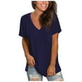 thumbnail image 1 of Chbgutlmr Womens Short Sleeve Tops Casual V Neck T Shirts Loose Comfy Basic Tees Shirts with Pockets, 1 of 4