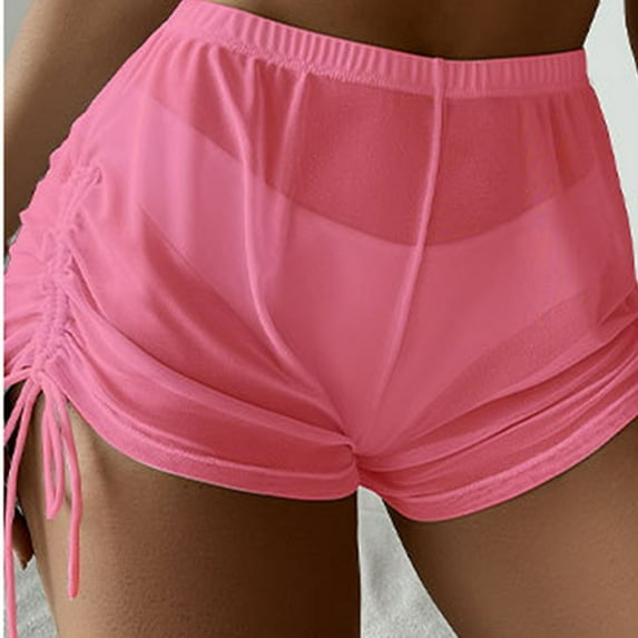 Chbgutlmr Womens Shorts Drawstring High Rise See-Through Elastic Waist Lounge Shorts Casual Comfy Summer Cute Shorts