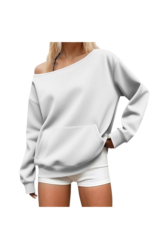 Womens Sweatshirts Long Sleeve Scoop Neck Cinch Cuff Pullover Casual Loose Fall Workout Tops with Pockets