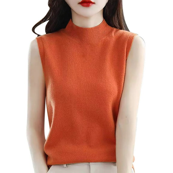 Chbgutlmr Womens Tank Tops High Neck Knitted Vests Loose Comfy Casual Lightweight Sleeveless Sweaters