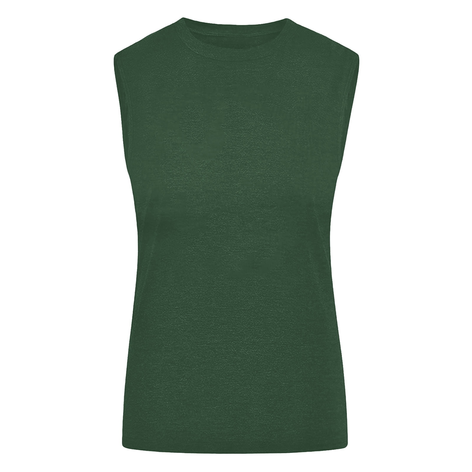 Womens Tank Tops Sleeveless Crew Neck Fitted T-Shirts Casual Summer Comfy Solid Color Basic Tee Tops