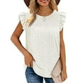 thumbnail image 1 of Chbgutlmr Womens Tank Tops Sleeveless Eyelet Crew Neck Ruffled Blouse Tops Casual Summer Dressy Shirts Tops, 1 of 9