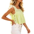thumbnail image 1 of Chbgutlmr Womens Tank Tops Sleeveless Lace Patchwork Tie Side Square Neckline Ruffled Hem Crop Tops Casual Summer Dressy Blouses, 1 of 7