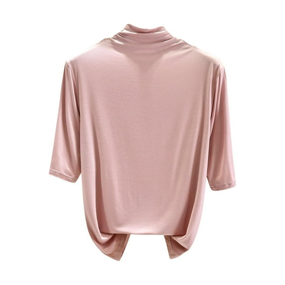 Chbgutlmr Womens Tops Half Sleeve High Neck Soft Comfy Solid Color Thermal Undershirts Homewear Shirts