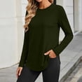thumbnail image 1 of Chbgutlmr Womens Tops Long Sleeve Crew Neck Curved Hem T-Shirts Casual Loose Fall Comfy Basic Solid Color Tops, 1 of 7