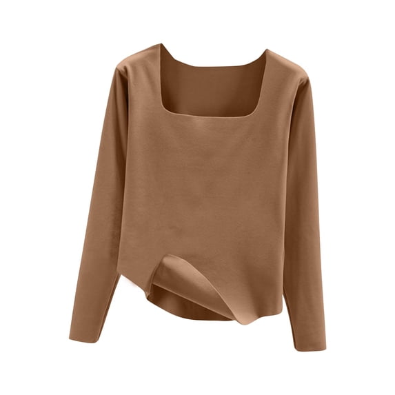 Chbgutlmr Womens Tops Long Sleeve Square Neck Thermal Comfy Undershirts Winter Basic Loose Warm Tops