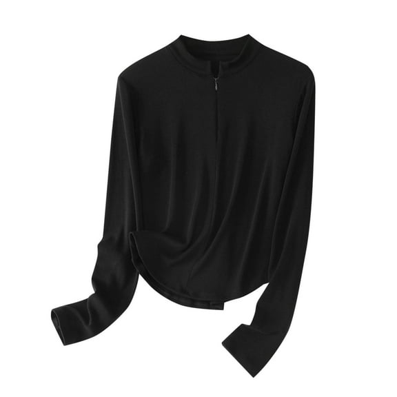 Chbgutlmr Womens Tops Quarter Zipper Comfy Long Sleeve Mock Neck Undershirts Fall Solid Color Casual Shirts