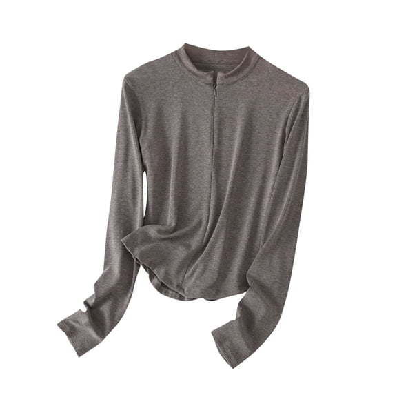 Chbgutlmr Womens Tops Quarter Zipper Comfy Long Sleeve Mock Neck Undershirts Fall Solid Color Casual Shirts