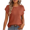 thumbnail image 1 of Chbgutlmr Womens Tops Short Sleeve Dress Casual Knitted Pullover Crewneck Loose Sweaters with Pockets, 1 of 3