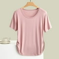 thumbnail image 1 of Chbgutlmr Womens Tops Short Sleeve Ruched Waist Crew Neck T-Shirts Casual Loose Summer Comfy Dailywear Basic Tee Tops, 1 of 6