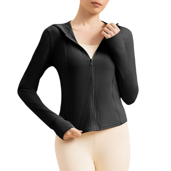 Chbgutlmr Womens Tops Sun Protection Hoodies Zipper up Solid Color Quickly Dry Tight Tops Workout Jacket