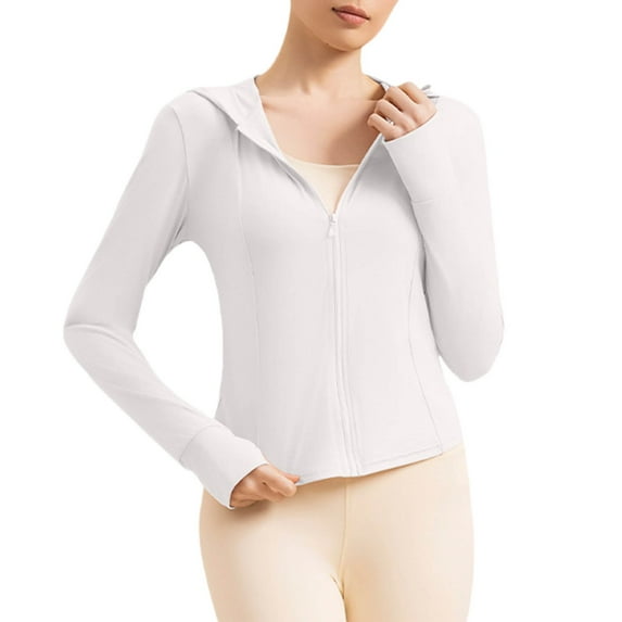 Chbgutlmr Womens Tops Sun Protection Hoodies Zipper up Solid Color Quickly Dry Tight Tops Workout Jacket