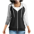 thumbnail image 1 of Chbgutlmr Womens Zip up Hoodies Lightfleece Lined Loose Warm Comfy Casual Color Block Outwear Sweatshirt, 1 of 7