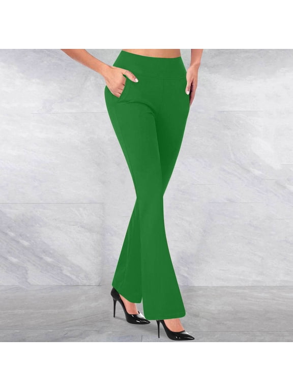 Work Pants Women Flare Leggings High Waisted Comfy Business Casual Office Trousers with Pockets