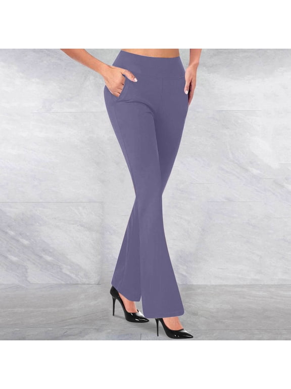 Work Pants Women Flare Leggings High Waisted Comfy Business Casual Office Trousers with Pockets
