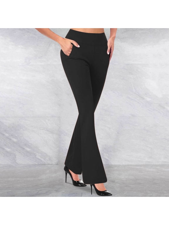 Work Pants Women Flare Leggings High Waisted Comfy Business Casual Office Trousers with Pockets
