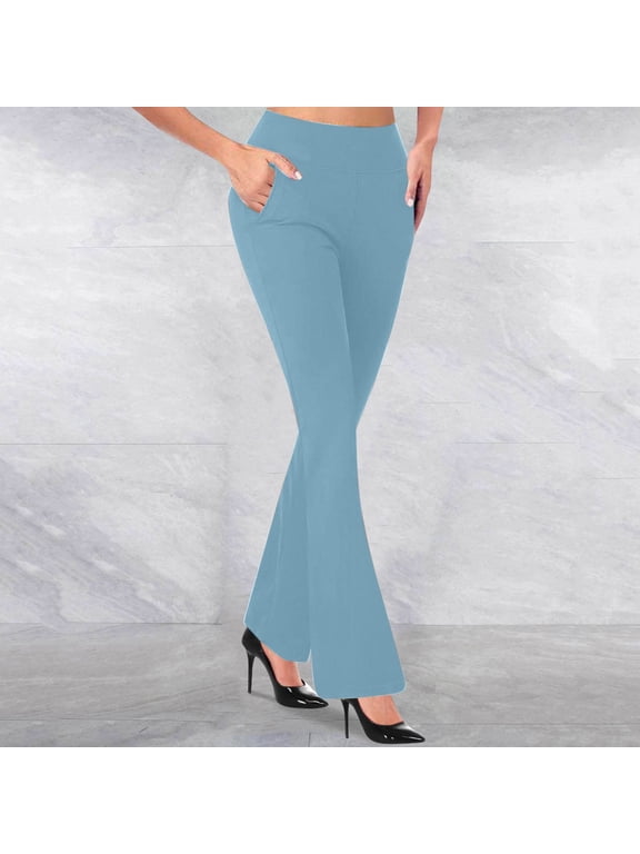 Work Pants Women Flare Leggings High Waisted Comfy Business Casual Office Trousers with Pockets