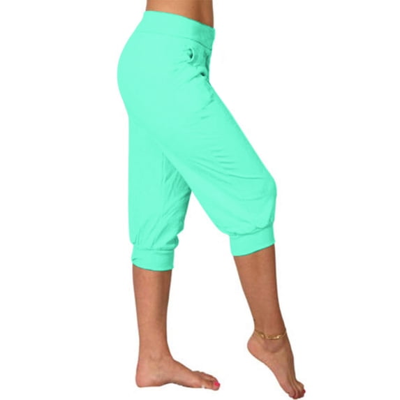 Chbgutlmr Workout Capri Pants for Women Cinch Bottom Mid Waist Pants with Pockets Casual Loose Summer Yoga Pants