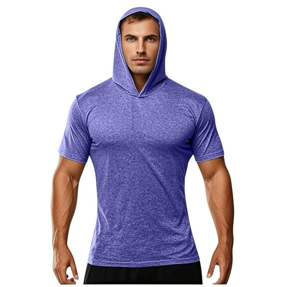 Chbgutlmr Workout Hoodies for Men Short Sleeve Quick Dry Sunproof Shirts Casual Summer Comfy Gym Athletic Tops