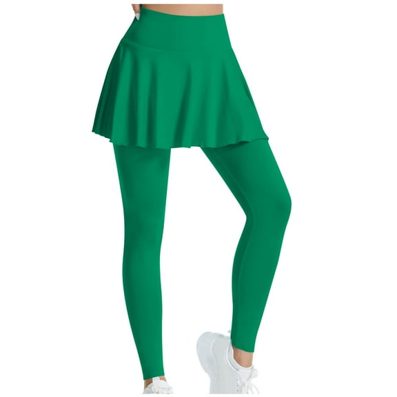 Chbgutlmr Leggings for Women High Waist Skinny Pleated Skirt Stretch Slim Gym Workout Yoga Pants Tights