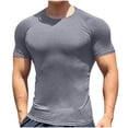 thumbnail image 1 of Chbgutlmr Workout Mens Shirts Summer Crewneck Skinny Gym Tops Athletic Running Tees Shirts Sport Training, 1 of 6
