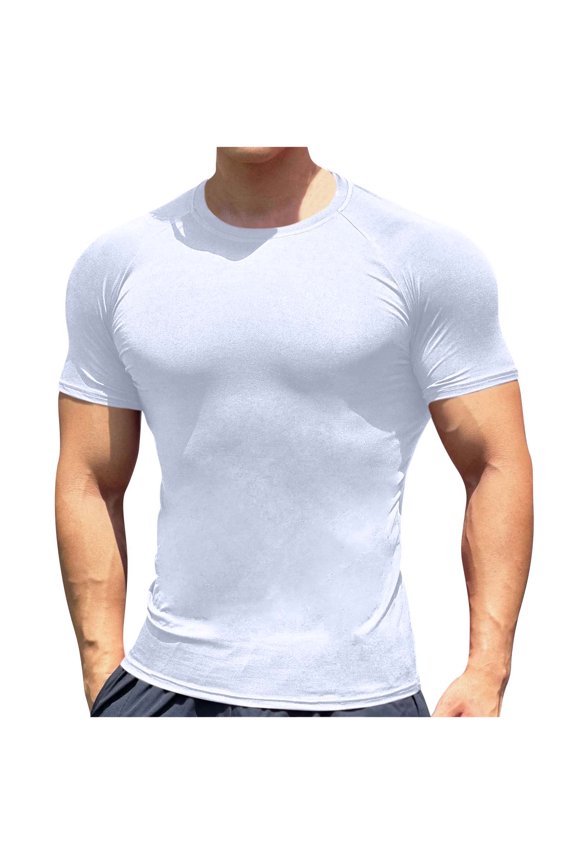 Workout Mens Shirts Summer Crewneck Skinny Gym Tops Athletic Running Tees Shirts Sport Training