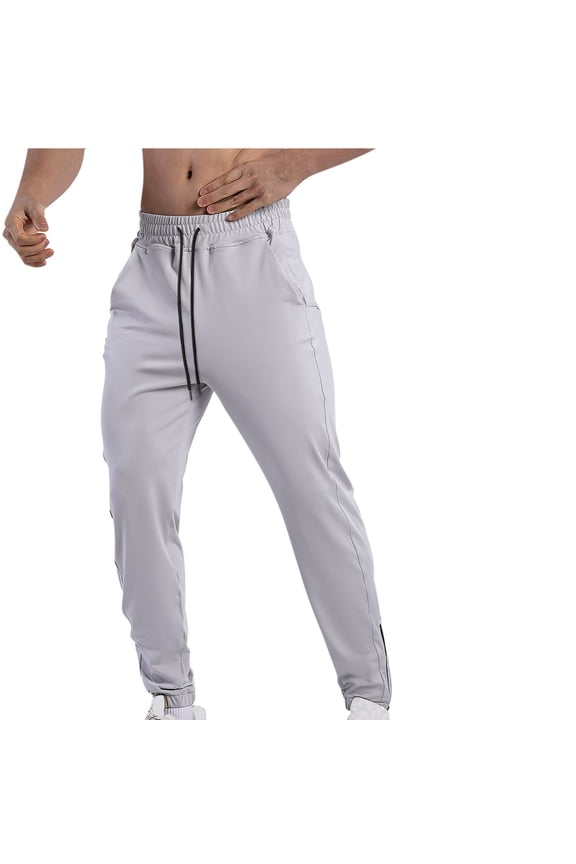 Workout Pants for Men Cinch Bottom Elastic Waist Drawstring Trousers Casual Fitted Workout Pants with Pockets