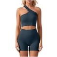 thumbnail image 1 of Chbgutlmr Workout Sets for Women 2 Piece Irregularly Cropped Spotrs Bras High Waisted Shorts Yoga Outfits, 1 of 4