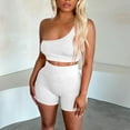 thumbnail image 1 of Chbgutlmr Workout Sets for Women 2 Piece Outfits Sleeve Less One Shoulder Tank Top High Waisted Shorts Casual Fitted Yoga Gym Set, 1 of 9