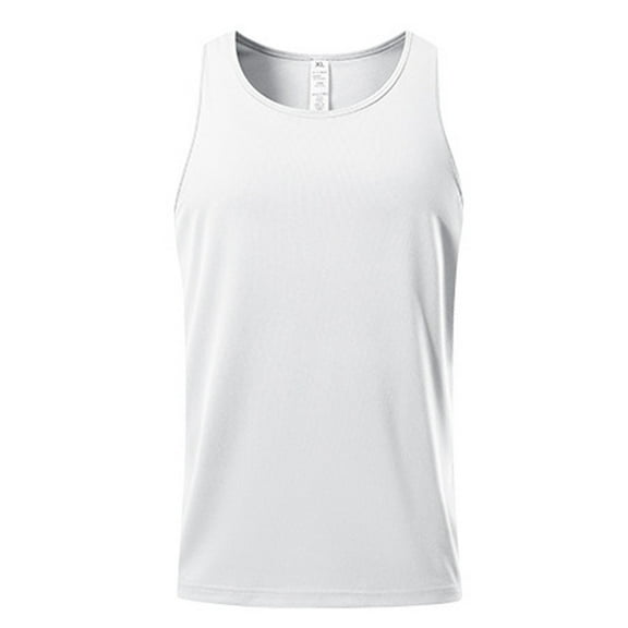 Chbgutlmr Workout Shirts for Men Round Neck Sleeveless Racerback Fitted Running Tops Soild Color Tees