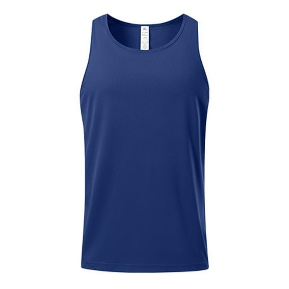 Chbgutlmr Workout Shirts for Men Round Neck Sleeveless Racerback Fitted Running Tops Soild Color Tees