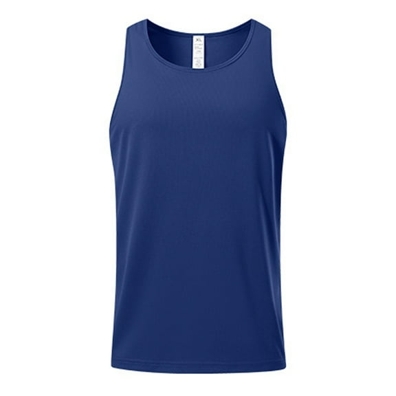 Chbgutlmr Workout Shirts for Men Round Neck Sleeveless Racerback Fitted Running Tops Soild Color Tees