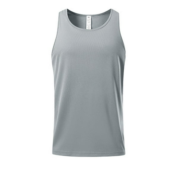 Chbgutlmr Workout Shirts for Men Round Neck Sleeveless Racerback Fitted Running Tops Soild Color Tees