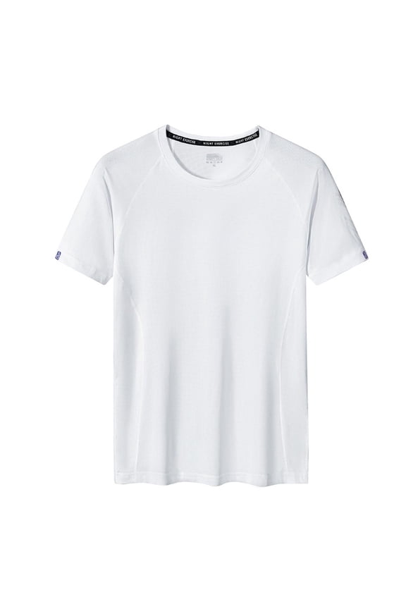 Workout Shirts for Mens Athletic Round Neck Short Sleeve Gym Sport Training Muscle Tees Shirts