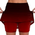 thumbnail image 1 of Chbgutlmr Workout Shorts for Women 2 in 1 Mid Rise Elastic Waist Slim Fitted Culottes Casual Summer Dressy Gradient Color Shorts, 1 of 6