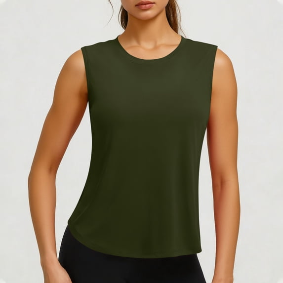 Chbgutlmr Workout Tank Tops for Women Sleeveless Crew Neck Irregular Hem Tee Tops Casual Summer Athletic Gym Tops