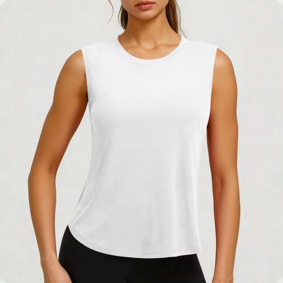 Chbgutlmr Workout Tank Tops for Women Sleeveless Crew Neck Irregular Hem Tee Tops Casual Summer Athletic Gym Tops