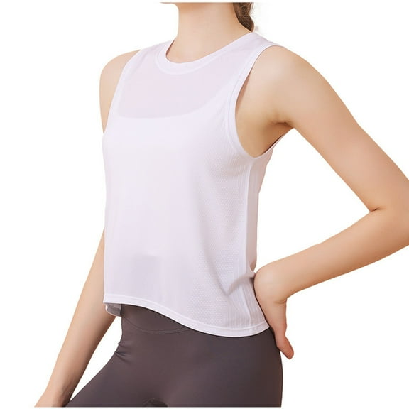 Chbgutlmr Workout Tops for Women Crewneck Sleeveless Running Tees Athletic Loose Breathable Yoga Tops