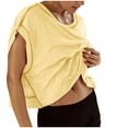 thumbnail image 1 of Chbgutlmr Workout Tops for Women Oversize Crewneck Short Sleeve Backless Athletic Gym Crop Running Tees, 1 of 8