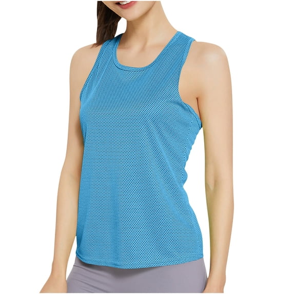 Chbgutlmr Workout Tops for Women Racerback Lightweight Breathable Tops Back Split Drawstring Round Neck Sport Tee