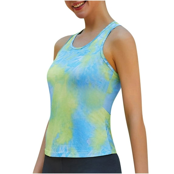 Chbgutlmr Workout Tops for Women Round Neck Sleeveless Racerback Running Breathable Athletic Gym Yoga Tops