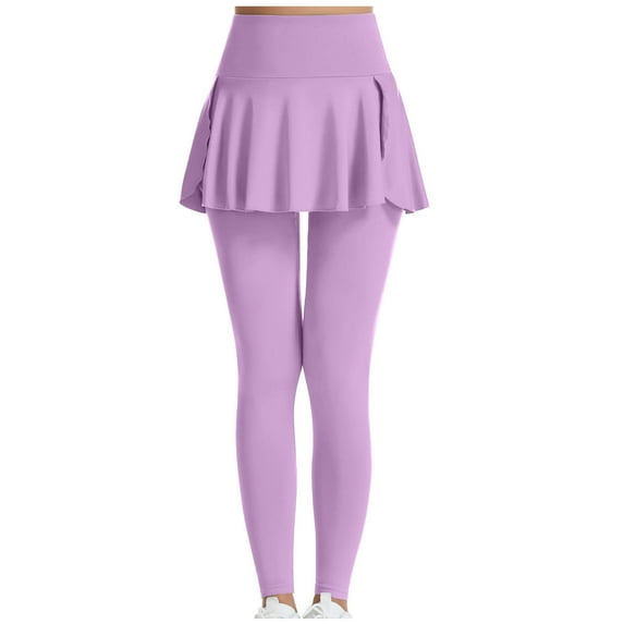 Chbgutlmr Yoga Pants for Women High Waist Stretch Workout Active Leggings with Skirt Gym Sports Trousers