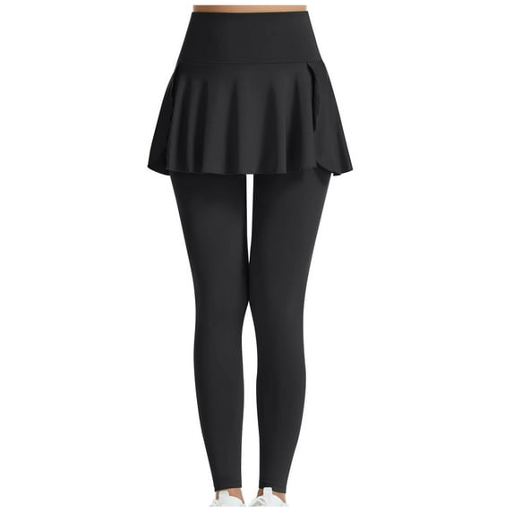 Chbgutlmr Yoga Pants for Women High Waist Stretch Workout Active Leggings with Skirt Gym Sports Trousers