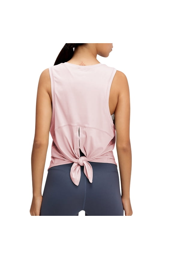 Yoga Tops for Women Round Neck Sleeveless Split Back Loose Athletic Gym Workout Running Tops