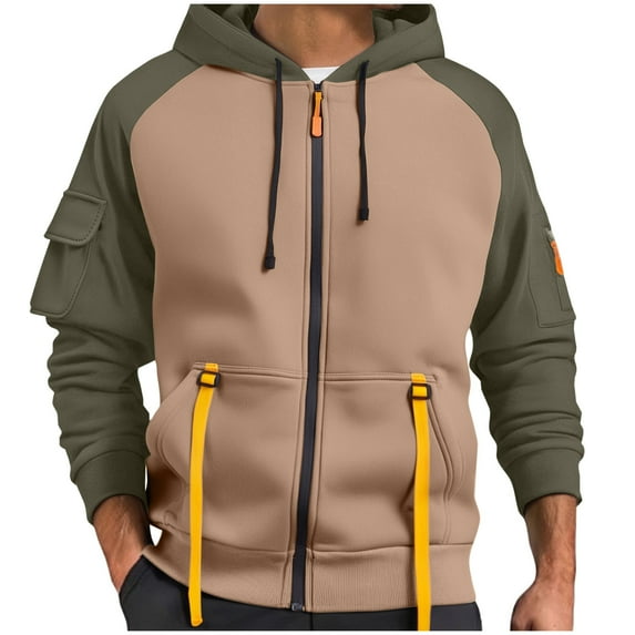 Chbgutlmr Zip up Jackets for Men Workout Hoodies Sweatshirts Outdoor Active Loose Block Color Jackets